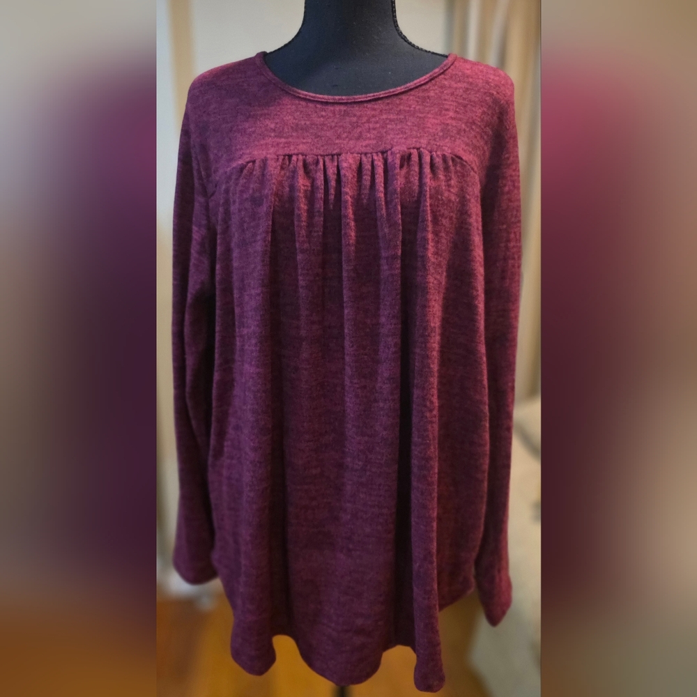 Elegant Burgundy Long Sleeve Top